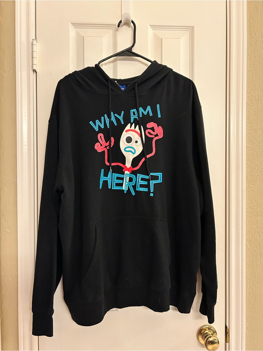 NWOT Disney Pixar Toy Story 4 Cute Forky Why Am I Here? Logo Hoodie Mens XL